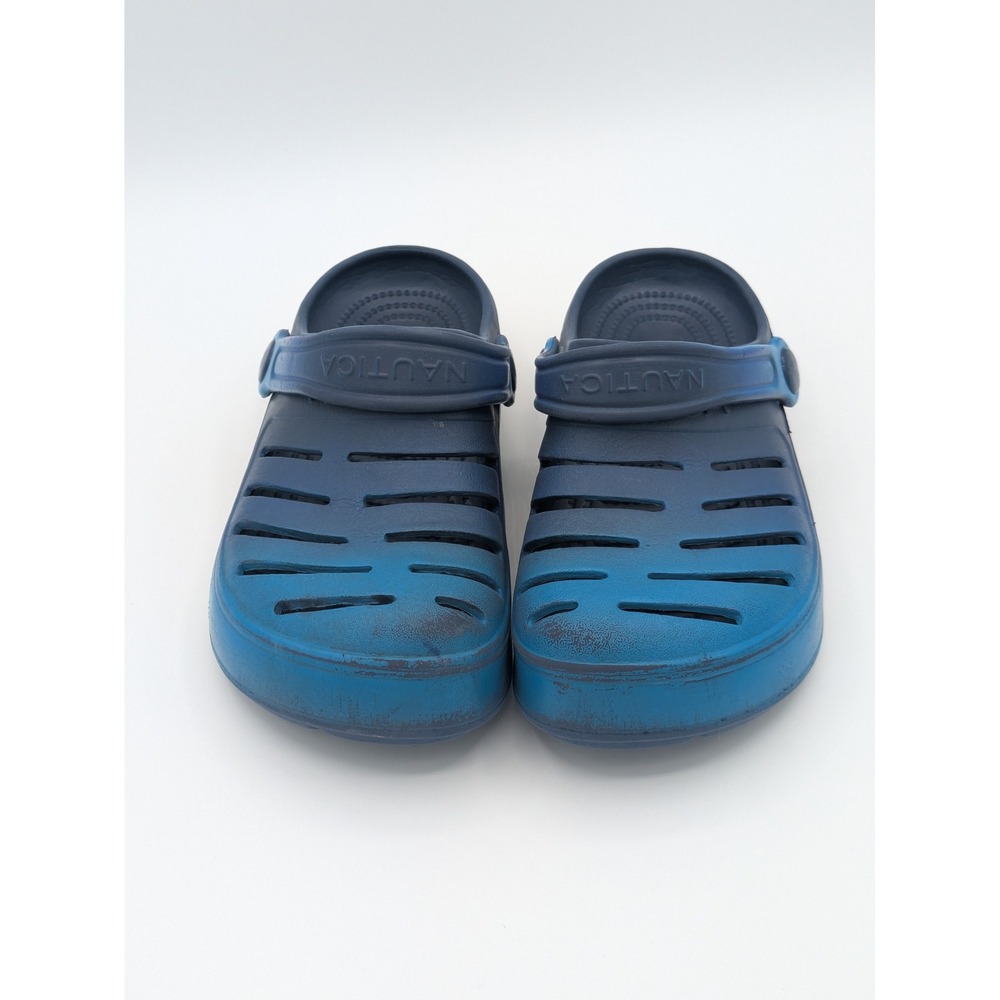 Nautica Kids Clogs Size 2 Navy Blue Water Shoes Slip On Beach Rubber - Picture 2 of 12